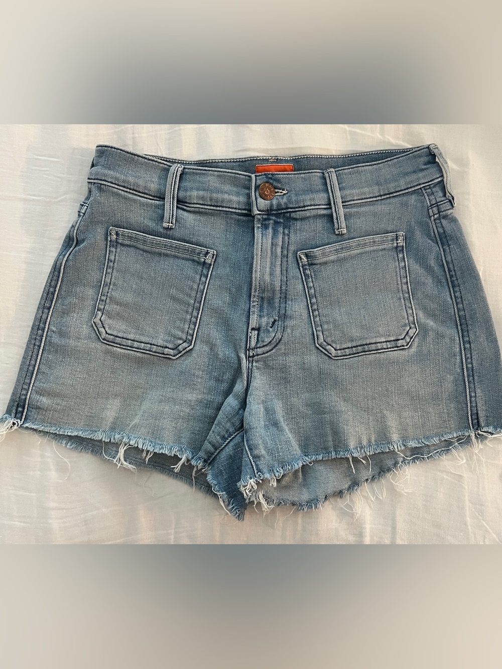MOTHER Patchie Cutoff Denim Shorts